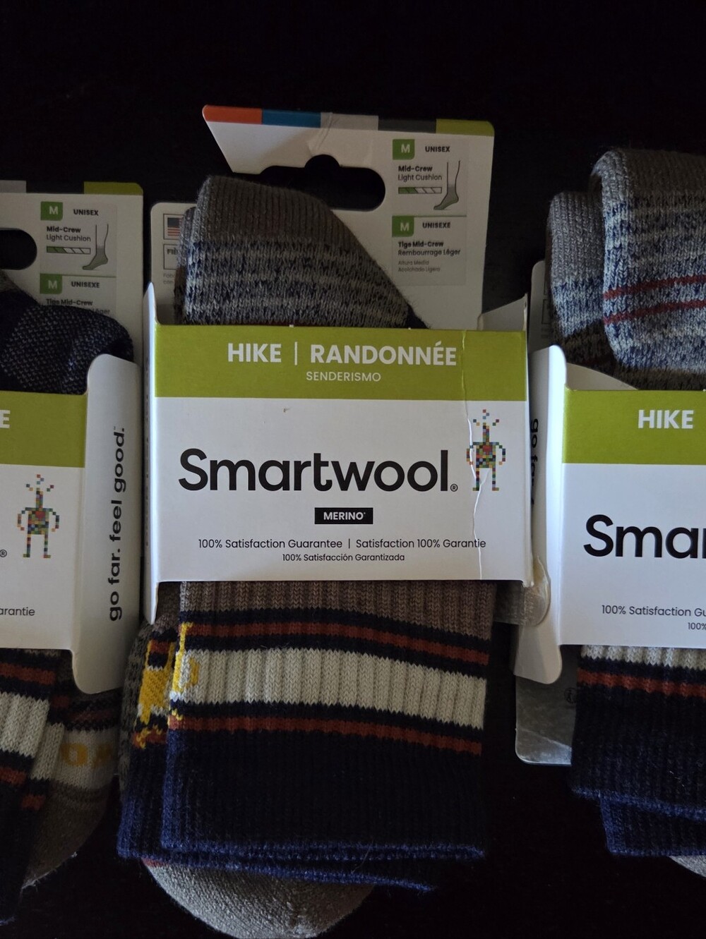 Smartwool  Hike Mid  Crew Socks  (3 Pairs) Unisex M New With Tags